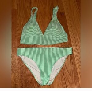 🌻Aerie green gingham bikini top & bottom large​